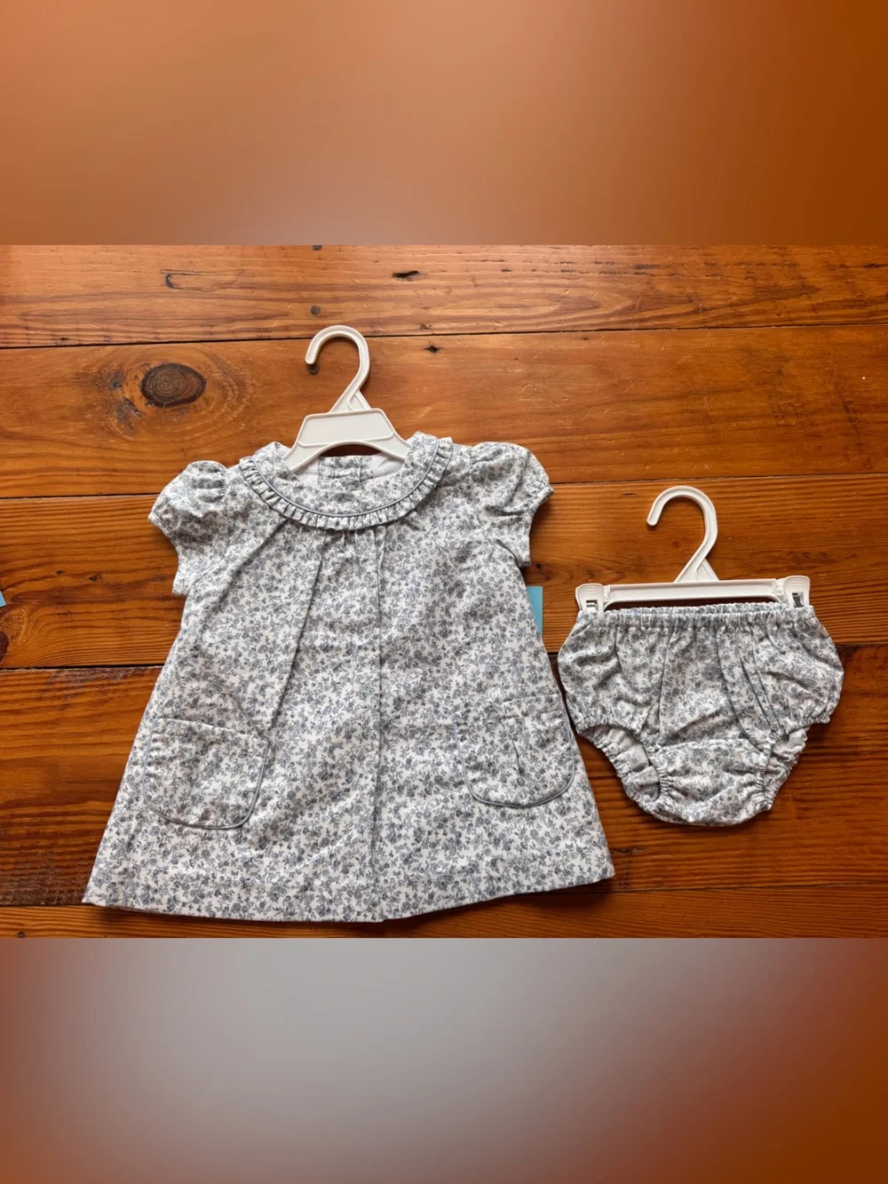 Anavini Blue Floral Diaper Cover Dress